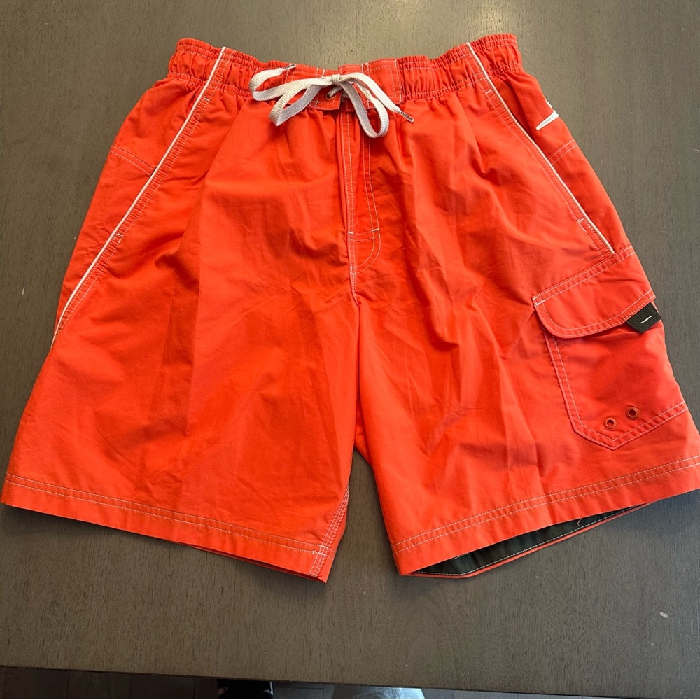 SPEEDO Men's Swim Trunk Knee Length Marina Volley Orange Size Medium